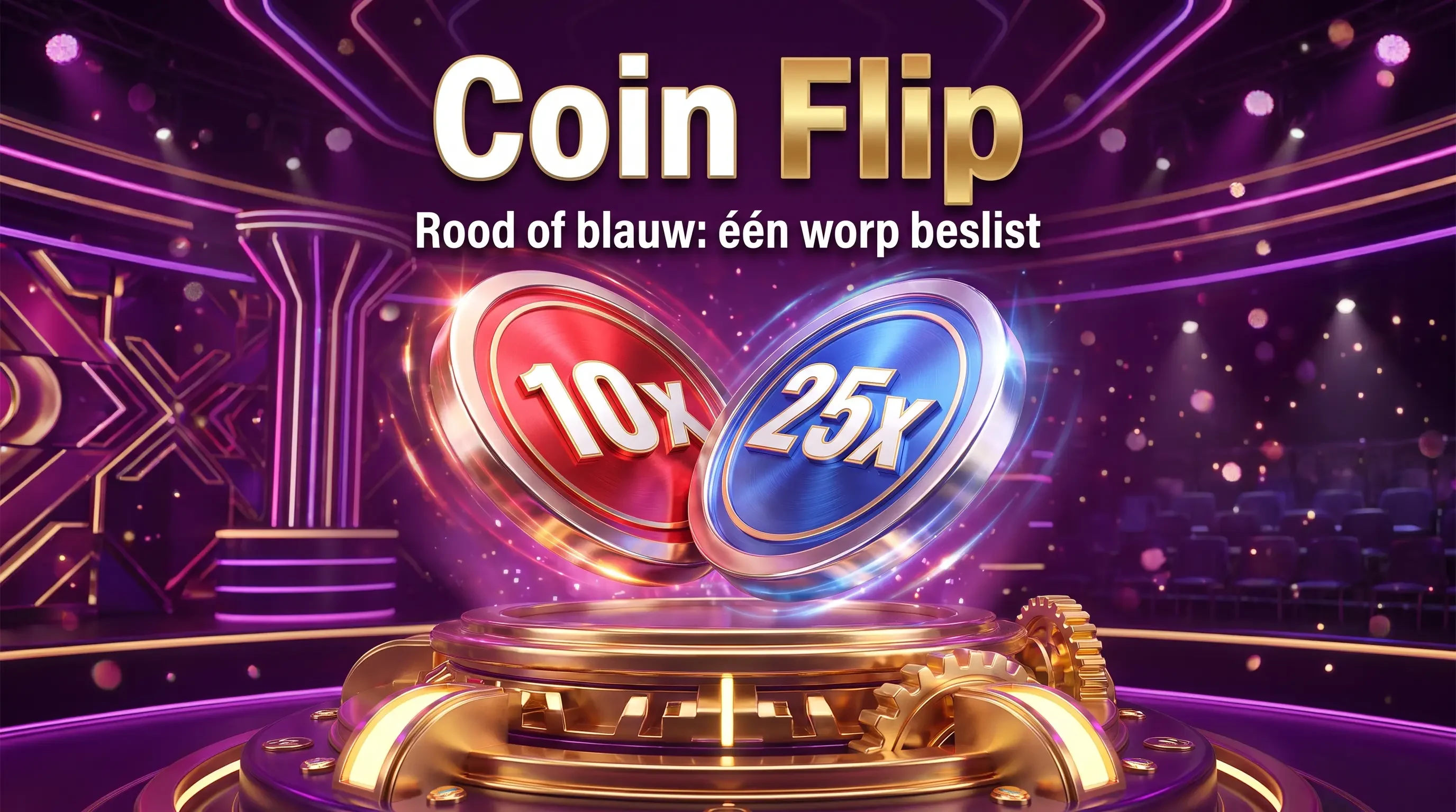 Coin Flip bonus van Crazy Time met rode en blauwe muntzijde